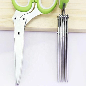Professional Stainless Steel 5 Blades Kitchen tailor Scissors Herb Scissors With Comb