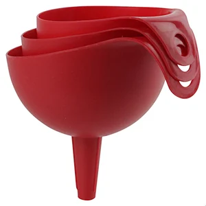 Hot sale kitchen tools eco-friendly red 3pcs/set silicone funnel