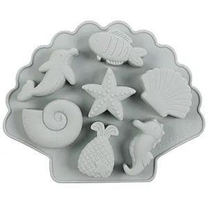 Light Eco-Friendly stocked seafood shape home kitchen silicone ice cream cube mold with opp tag