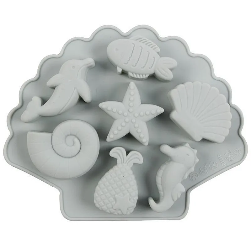 Light Eco-Friendly stocked seafood shape home kitchen silicone ice cream cube mold with opp tag