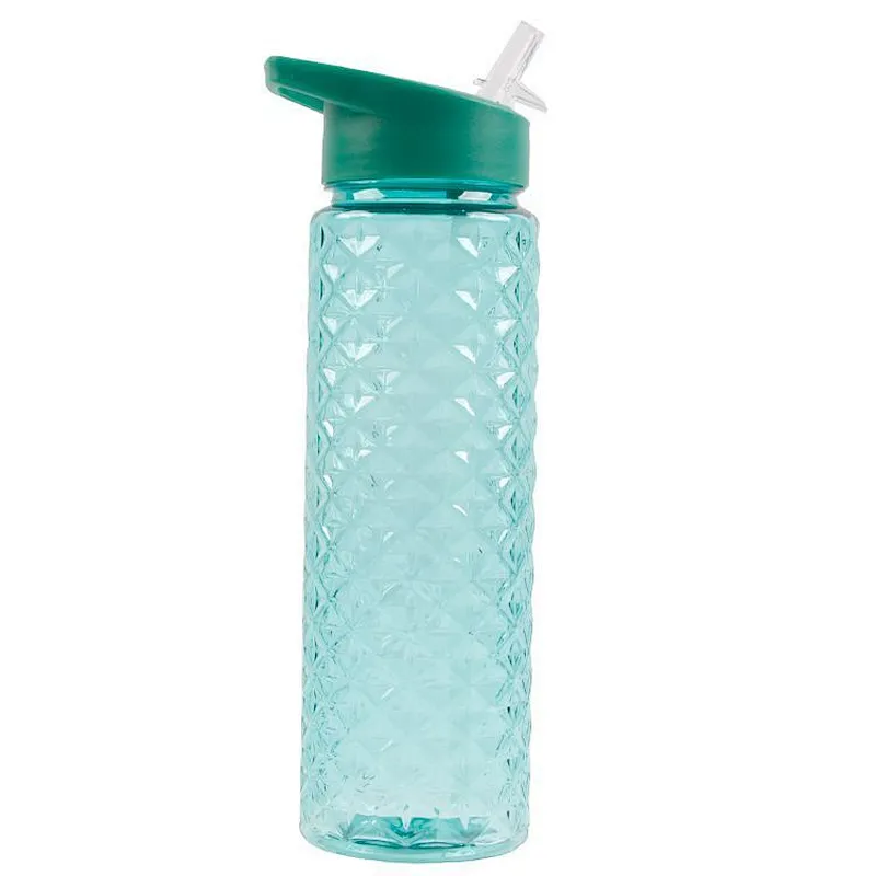 wholesale long service life portable green plastic sports water bottle with straw