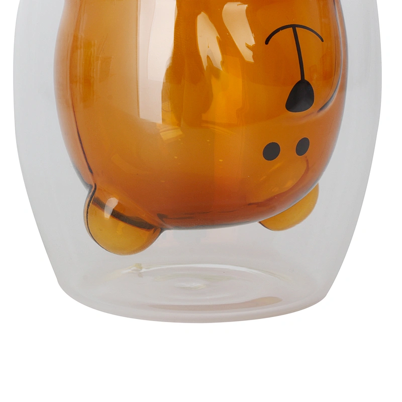 Union Source wholesalers custom color bear clear milk tea coffee tumbler double wall glass mug cup