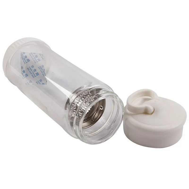 Household 300ml best selling portable clear glass tea mug with strainer