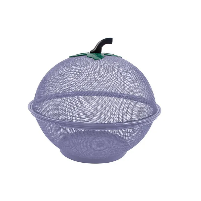 Wholesale new arrival kitchen creative metal round storage vegetables wire fruit basket with lid