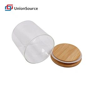 kitchen wholesale airtight glass jars spice food storage container with bamboo lid