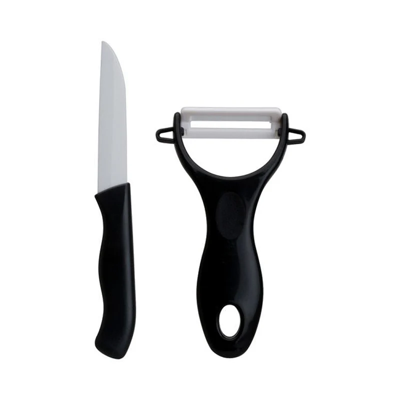 2Pcs Ceramic Kitchen Knifes and Peeler Set