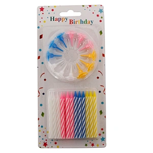 wholesale 24pcs pack unique spiral kids party happy birthday cake candles set with holders