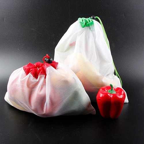 Fruit and Vegetable Reusable Eco Friendly Strong Drawstring Mesh Produce Bag