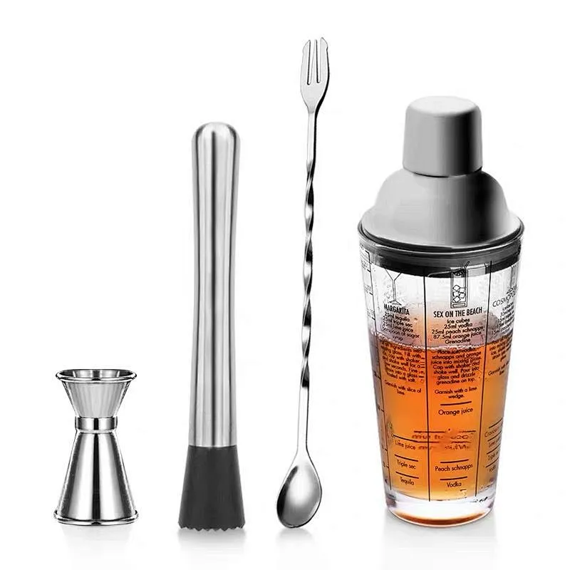 Union Source 400ml Custom print bartender tool stainless steel glass cocktail shaker