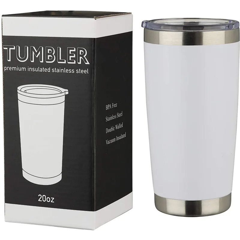 20oz Double Wall Stainless Steel Water Bottle Sublimation Tumbler Cups With Lid