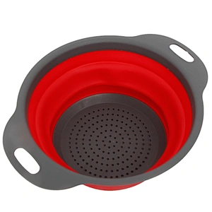 Low price round silicone rubber PP TPR plastic kitchen folding vegetable drain basket bowl