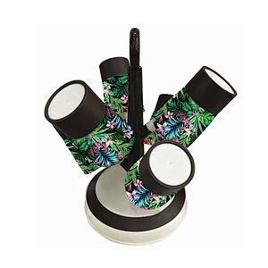 Colorful reusable printed PP plastic cups with stand