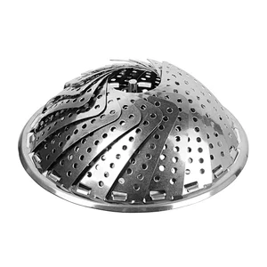 Stainless Steel Foldable Steamer Food Steamer Basket with Extendable Handle  For Kitchen