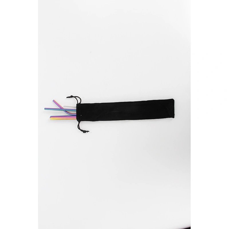 Eco Friendly Customized Reusable Food Grade Rainbow Color Stainless Steel Drinking Straws Set With Brush