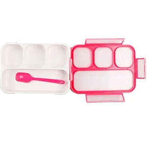 Union Source  Custom Printed Portable Eco Friendly 4 compartments leakproof bento lunch box for kids and adults