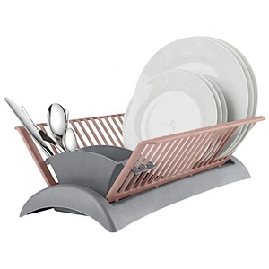 High Quality Stainless Steel Folding Kitchen Plastic Collapsible Dish Plate Drying Rack With Color Box