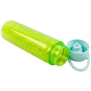 Sparkling Ice cooling Plastic Double Wall transparent Tritan Bpa Free Drinking Water Bottle with Flip lid