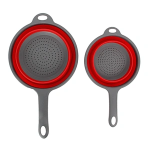 Eco-friendly materials round kitchen rice wasing colander plastic folding drain basket with handle set