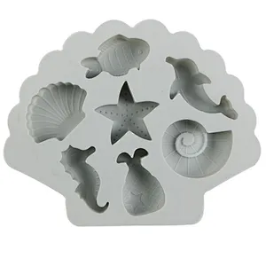 Light Eco-Friendly stocked seafood shape home kitchen silicone ice cream cube mold with opp tag
