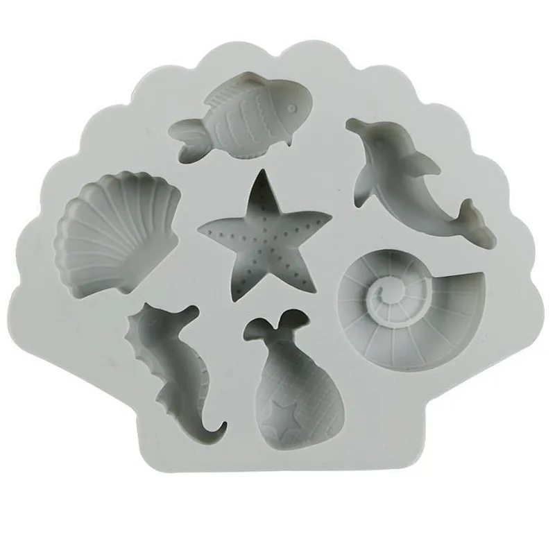 Light Eco-Friendly stocked seafood shape home kitchen silicone ice cream cube mold with opp tag