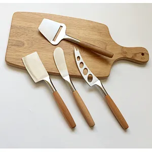 Unionsource 3 Pieces Kitchen Tool Stainless Cheese Spreader Knife Set With Bamboo Handle