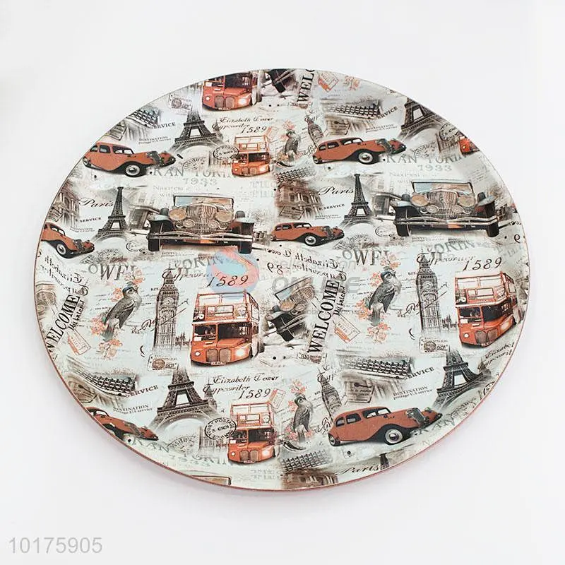 Hot Sale Chinese Manufacturers Baking Red Woven Printing Dishes Ceramic Porcelain Plates For Food
