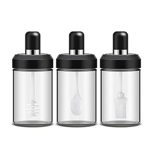 Union Source Kitchen Salt And Pepper Condiment Sets/Transparent Spice,Honey,Oil Bottle With Scoop