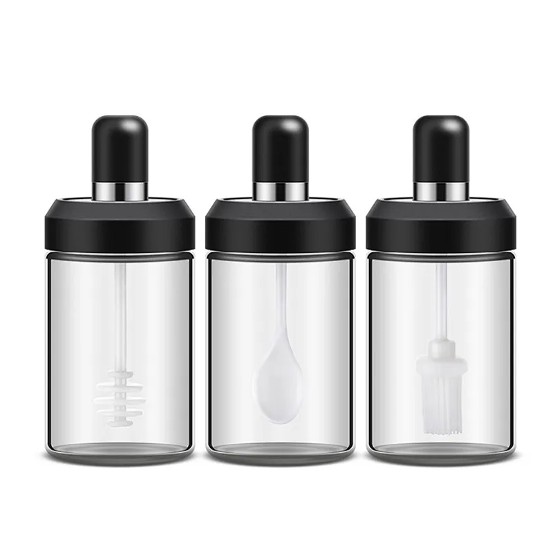 Union Source Kitchen Salt And Pepper Condiment Sets/Transparent Spice,Honey,Oil Bottle With Scoop