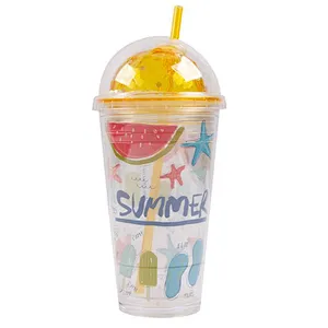 kids soft clear  cute plastic tumbler mini drinking water bottles with straw