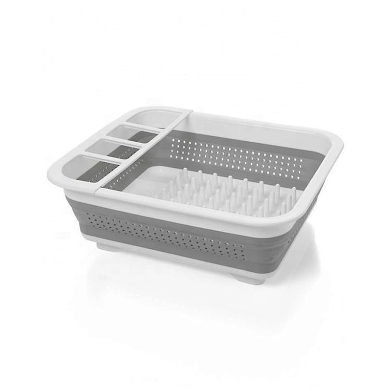 Kitchen collapsible plastic dish drainer rack with PP and TPR material