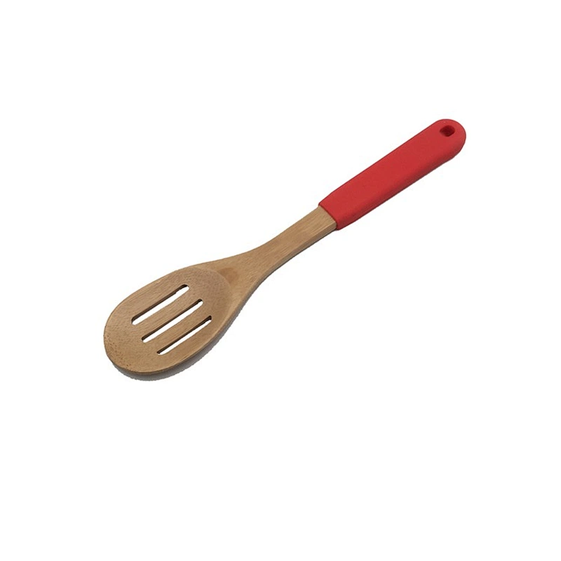 Union Source Cooking utensils wholesale kitchen wooden bamboo spatula spoon with silicone handle