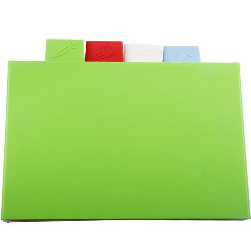Union Source High quality eco- friendly four 4 color-coded plastic  kitchen chopping boards set  with holder