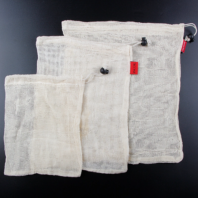 Best Reusable Mesh Produce Bags from 100% Organic Cotton Vegetable and Fruit Eco Friendly mesh pouch calico linen cotton bag