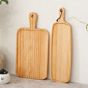 Union Source High quality wooden bamboo pizza cheese serving cutting board with handle