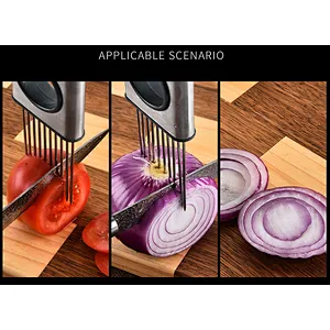 Union Source Onion Holder Vegetable Lemon Slicer Cutter Onion Meat Needle Onion Fork