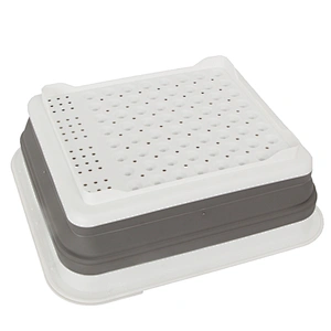 multifunctional PP TPR plastic silicone kitchen folding drain basket collapsible dish drainer rack