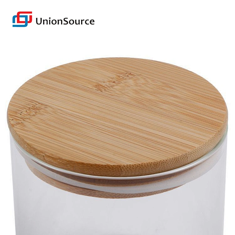 kitchen wholesale airtight glass jars spice food storage container with bamboo lid