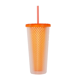 BPA Free Double Wall Stainless Steel Insulated Matte Color Studded Tumbler Cups With Lid Straw
