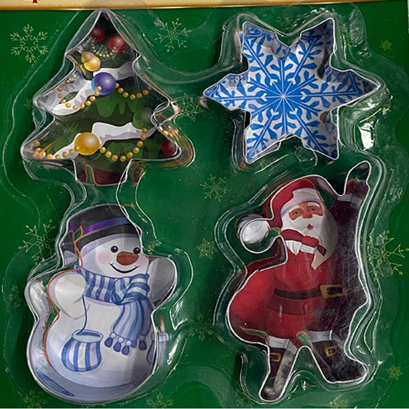 Russia Market High Quality Cute Food Grade Stainless Steel 4pcs Christmas Cookie Cutter Cake Mold Set For Kids