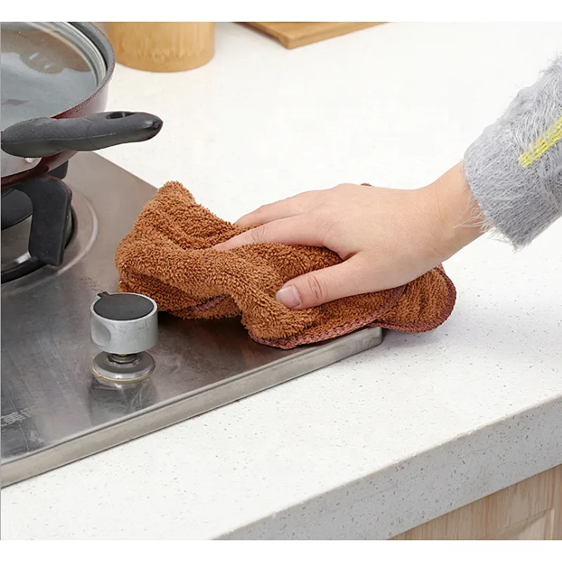 Union Source Super Useful Soft Coral Fleece Absorbent Microfiber Kitchen Cloth Dish Wash Cloths