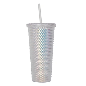 BPA Free Double Wall Stainless Steel Insulated Matte Color Studded Tumbler Cups With Lid Straw
