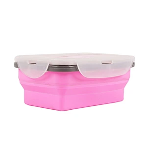 Hot selling Microwave Safe airtight leakproof foldable collapsible Silicone Lunch Box