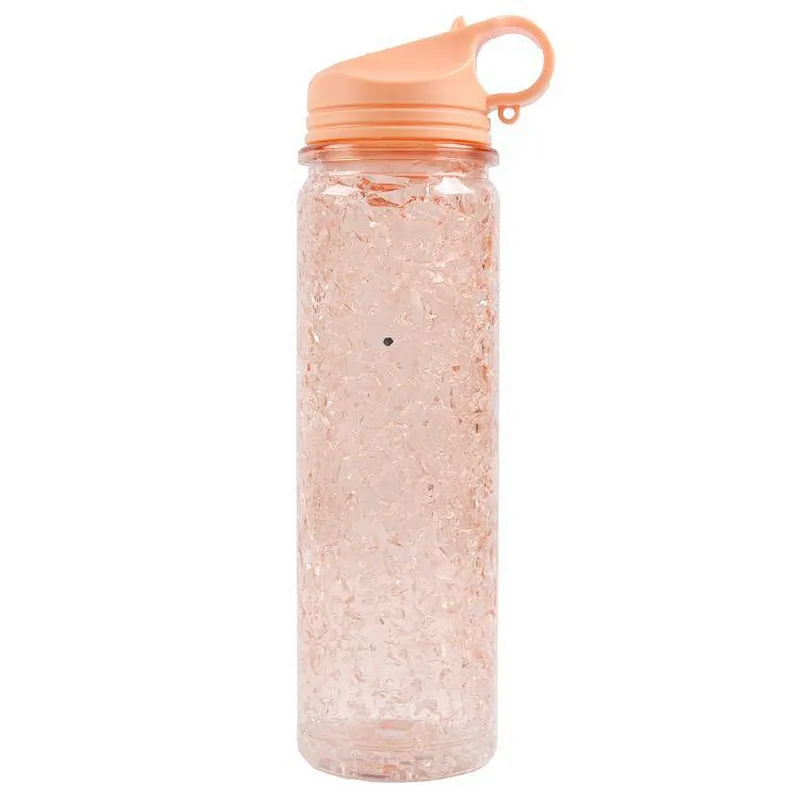 Factory price Dust-proof Double Wall Ice cooling Tritan outdoor Plastic Water Bottle with Folding handle Straw Spouted Cup