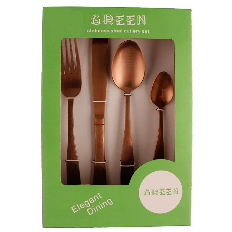 Wholesale Eco-friendly portable 24pcs stainless steel knife, fork and spoon set for home