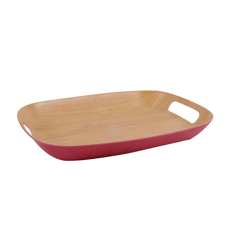 Wholesale Cheap Rectangle Bamboo Fiber serving Tray With Handle