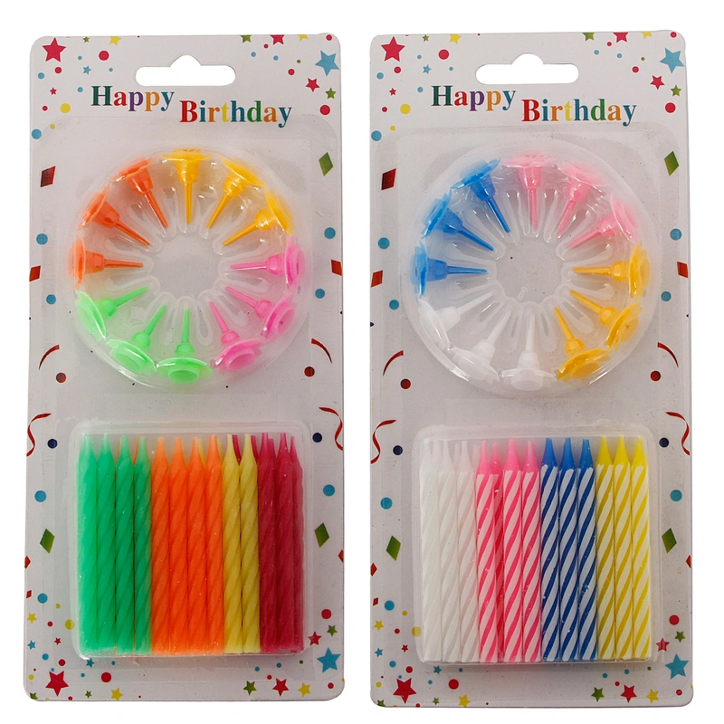 wholesale 24pcs pack unique spiral kids party happy birthday cake candles set with holders