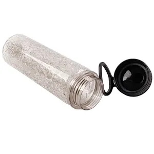 China manufacturer 500ML Double-layer Straw Spouted Cup Ice cooling Tritan outdoor Plastic Water Bottle with Folding handle