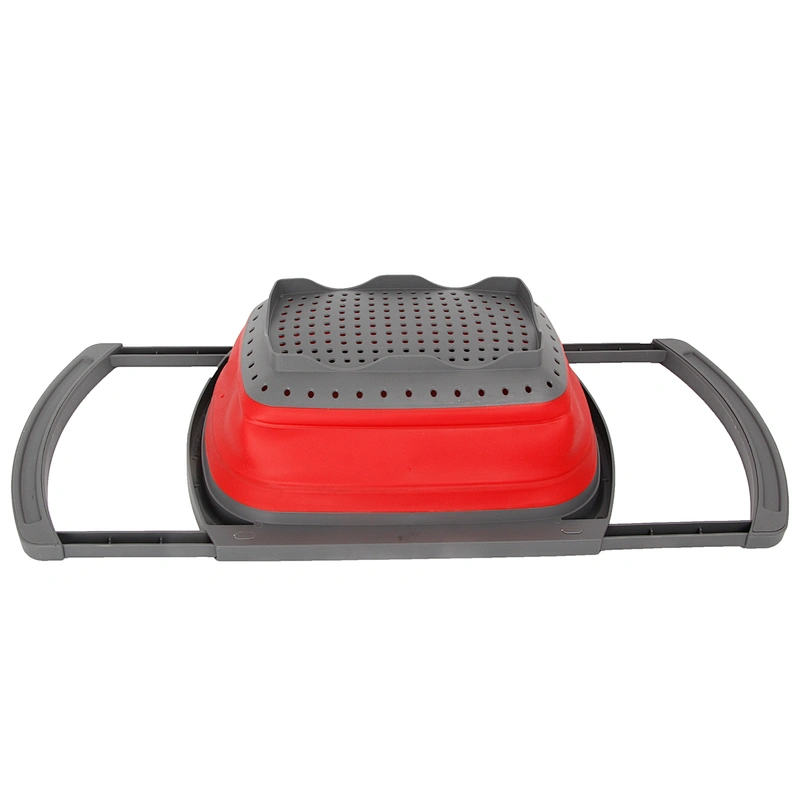 Collapsible expandable silicone kitchen fruit vegetable wasing folding drain basket with two handle
