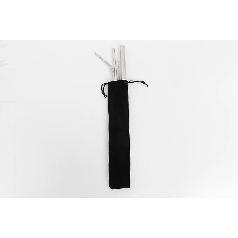 Hot Sale Reusable Food Grade  Bar Accessories Silver Stainless Steel Drinking Metal Straw Set