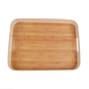 Wholesale Cheap Rectangle Bamboo Fiber serving Tray With Handle
